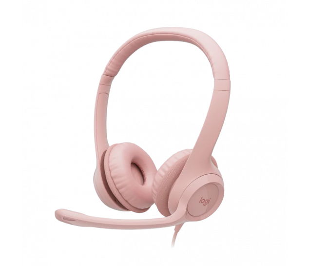 Headset com fio USB Logitech H390 - Rosa